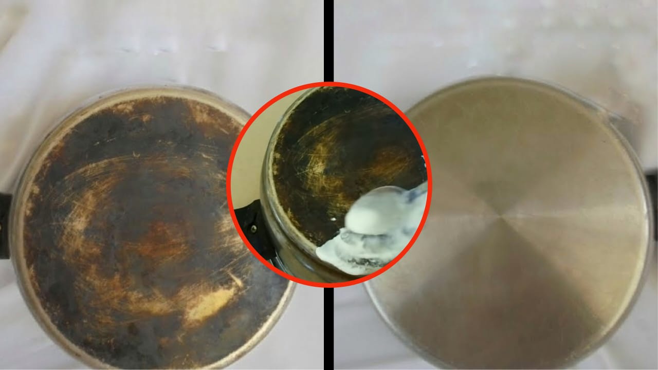 2 Zutaten reichen aus, um angebrannte Töpfe außen zu reinigen und zum Glänzen zu bringen