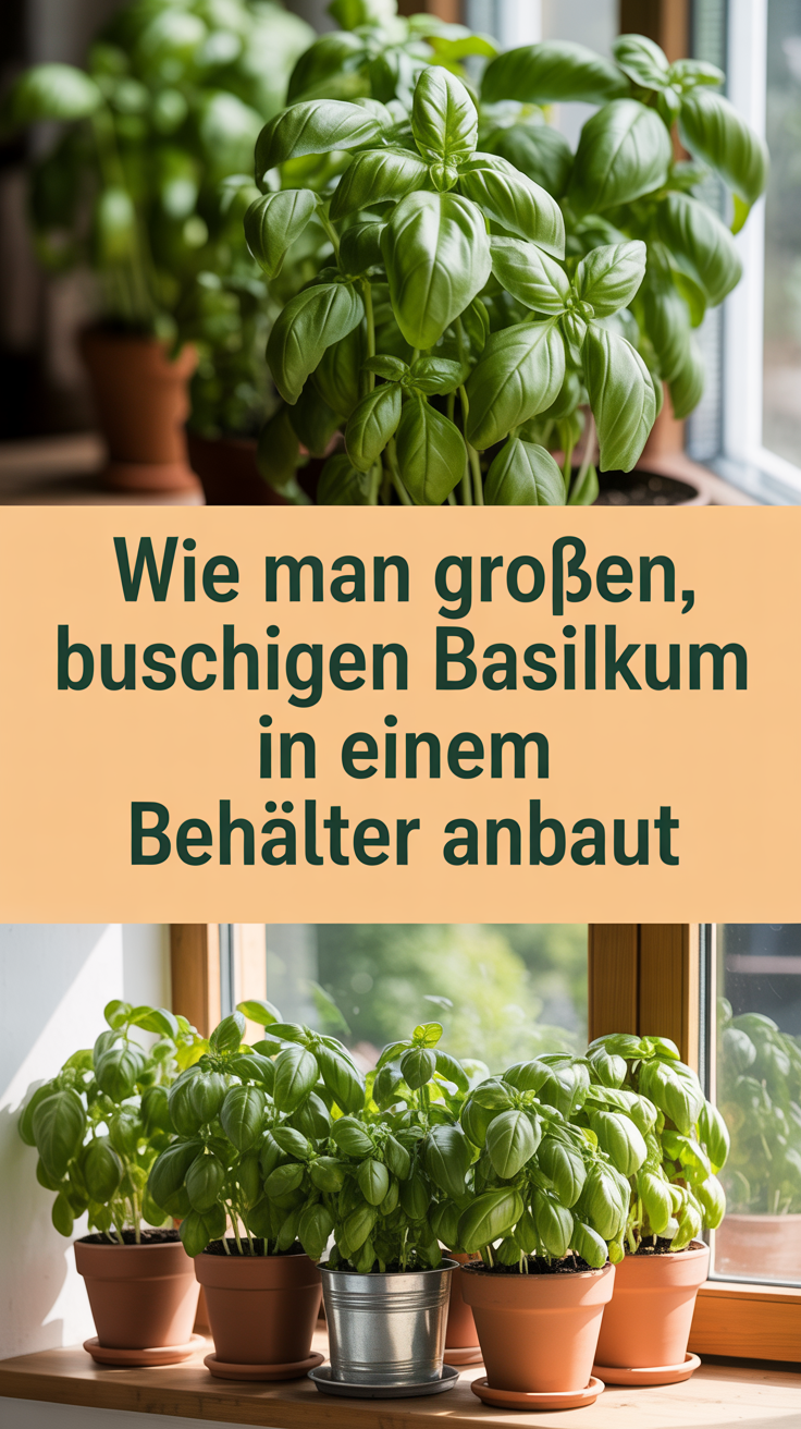 Wie man großen, buschigen Basilikum in einem Behälter anbaut