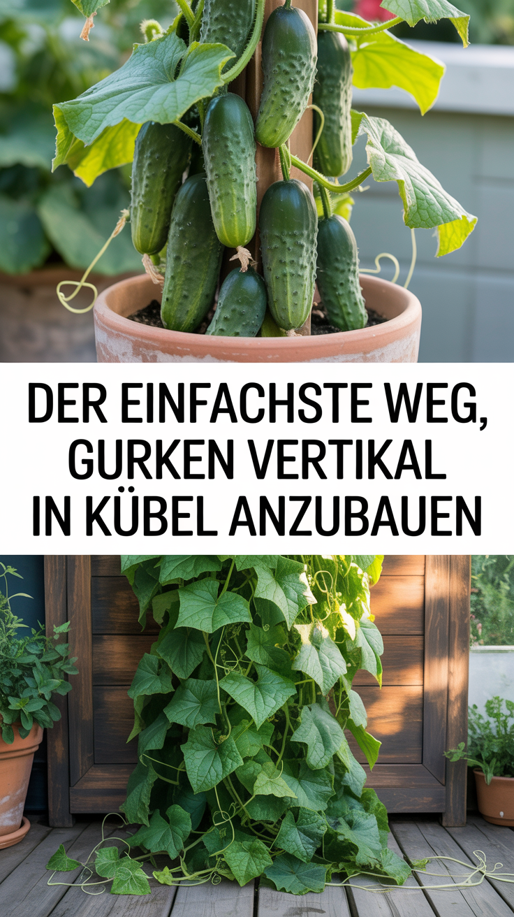 Der einfachste Weg, Gurken vertikal in einem Kübel anzubauen