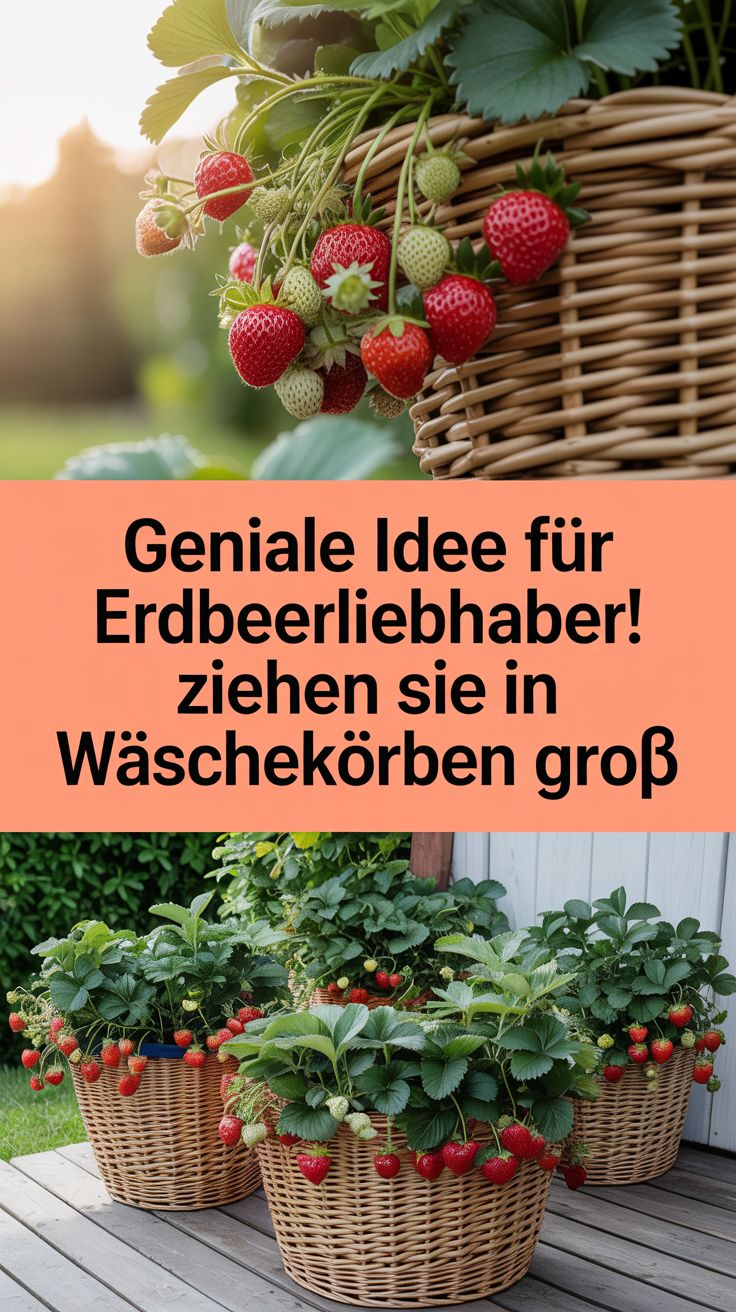 Geniale Idee für Erdbeerliebhaber! Ziehen Sie sie in Wäschekörben groß