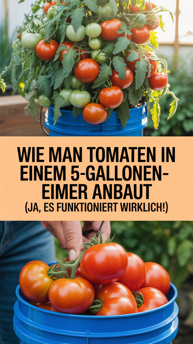 Wie man Tomaten in einem 5-Gallonen-Eimer anbaut (Ja, es funktioniert wirklich!)