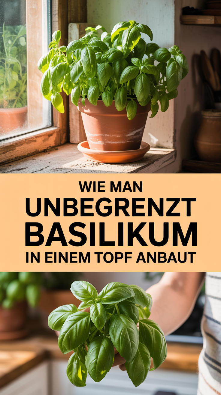 Wie man unbegrenzt Basilikum in einem Topf anbaut